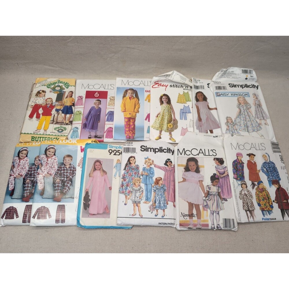 Kids Sewing Patterns Mixed Lot Of 12 Cabbage Patch Kids Deesses PJs Coats Mccall